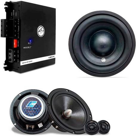 Kit Som Automotivo 500W RMS com Amplificador, Kit 2 Vias 6 e Subwoofer 8 - Audiophonic Menor preço em Kit Som Automotivo 500W RMS com Amplificador, Kit 2 Vias 6 e Subwoofer 8 - Audiophonic
