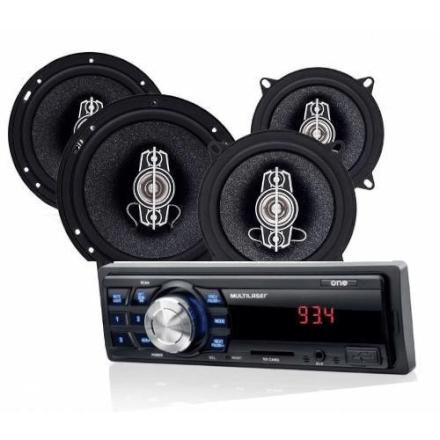 Kit Som Automotivo Multilaser Mp3 One USB + 2 Pares Alto-Fal Menor preço em Kit Som Automotivo Multilaser Mp3 One USB + 2 Pares Alto-Fal