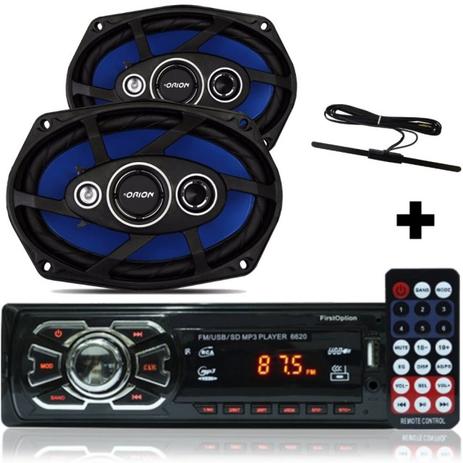 Kit Som Radio Mp3 Bluetooth + Auto Falante 6x9 200w+antena - Fist option Menor preço em Kit Som Radio Mp3 Bluetooth + Auto Falante 6x9 200w+antena - Fist option