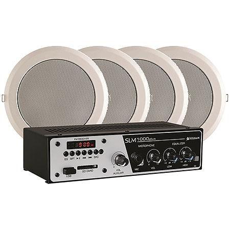 Kit sonorização frahm com amplificador slim 1000 plus + 4 arandela 6 branca 25w + cabo instalação Menor preço em Kit sonorização frahm com amplificador slim 1000 plus + 4 arandela 6 branca 25w + cabo instalação