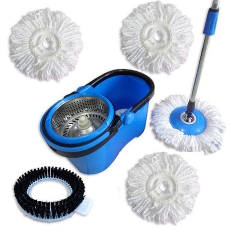 Kit spin mop em inox com 4 refil esfregao e 1 refil escova limpeza pesada profissional balde vassour - Faça resolva Menor preço em Kit spin mop em inox com 4 refil esfregao e 1 refil escova limpeza pesada profissional balde vassour - Faça resolva