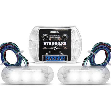Kit Strobo Zendel X8 Branco c/ 2 faróis de LED Menor preço em Kit Strobo Zendel X8 Branco c/ 2 faróis de LED