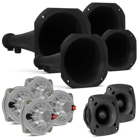 Kit Super Tweeter JBL Selenium ST200 200W RMS Par + Driver D250X 400W RMS 4 Peças + Cornetas Longas Menor preço em Kit Super Tweeter JBL Selenium ST200 200W RMS Par + Driver D250X 400W RMS 4 Peças + Cornetas Longas