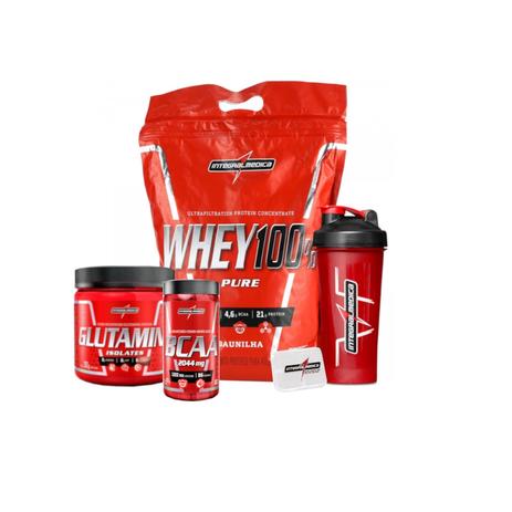Kit Super Whey 100 Baunilha 1,8Kg + Bcaa + Glutamina + Coqueteleira + Porta Caps Integralmédica - Integralmedica Menor preço em Kit Super Whey 100 Baunilha 1,8Kg + Bcaa + Glutamina + Coqueteleira + Porta Caps Integralmédica - Integralmedica