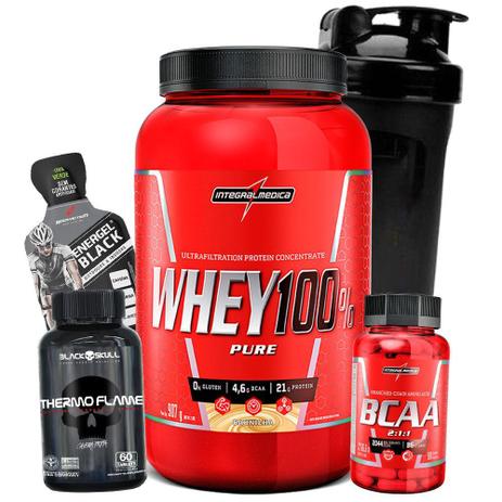 Kit Super Whey 100 Concentrado + Bcaa + Termogenico - Integralmedica Menor preço em Kit Super Whey 100 Concentrado + Bcaa + Termogenico - Integralmedica