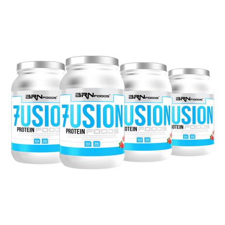 Kit Super Whey Protein: 4x Fusion Protein Foods 900g Morango BRNFOODS Menor preço em Kit Super Whey Protein: 4x Fusion Protein Foods 900g Morango BRNFOODS