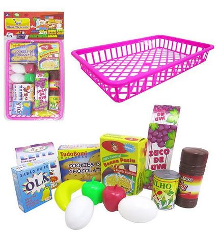 Kit supermercado diversos itens + cestinha plástica - Pica-pau Menor preço em Kit supermercado diversos itens + cestinha plástica - Pica-pau