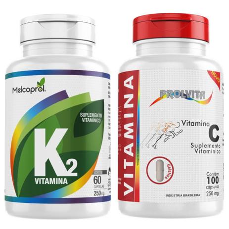 Kit Suplemento Vitamina C - Ácido Ascórbico + Vitamina K2 Mk7 Melcoprol Menor preço em Kit Suplemento Vitamina C - Ácido Ascórbico + Vitamina K2 Mk7 Melcoprol
