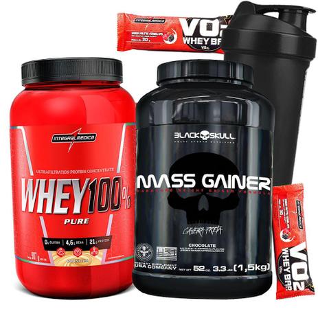 Kit Suplementos Basico Ganho de Massa - Super Whey Protein 900g Integralmedica + Mass Gainer 1500g Menor preço em Kit Suplementos Basico Ganho de Massa - Super Whey Protein 900g Integralmedica + Mass Gainer 1500g