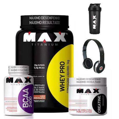 Kit Suplementos Ganho de Massa Muscular - Chocolate Max Titanium Menor preço em Kit Suplementos Ganho de Massa Muscular - Chocolate Max Titanium