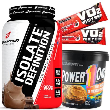 Kit Suplementos - Massa Magra - Whey Protein Isolado Isolate Definition 900g + Pasta de Amendoim 1kg - Body action Menor preço em Kit Suplementos - Massa Magra - Whey Protein Isolado Isolate Definition 900g + Pasta de Amendoim 1kg - Body action