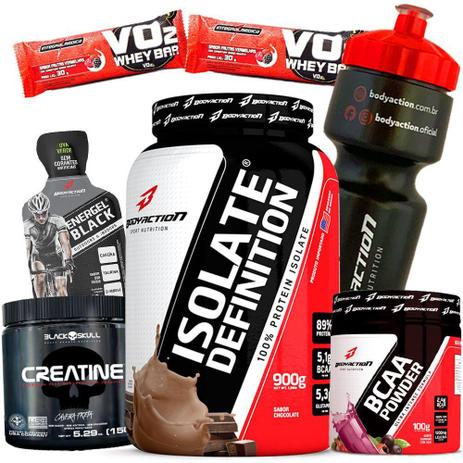 Kit Suplementos Massa Muscular Magra - Whey Protein Isolado + Bcaa em Pó + Creatina - Body action Menor preço em Kit Suplementos Massa Muscular Magra - Whey Protein Isolado + Bcaa em Pó + Creatina - Body action