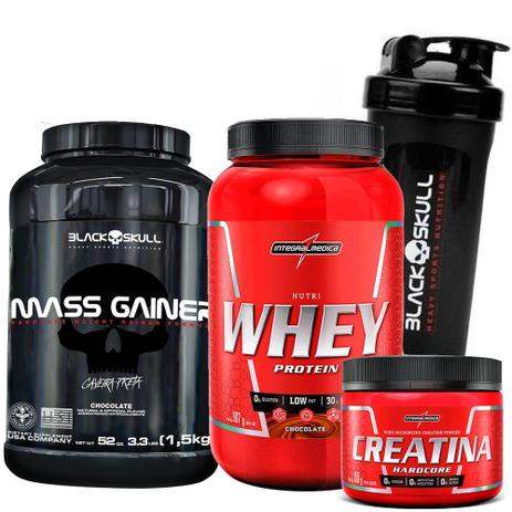 Kit Suplementos - Massa Muscular - Nutri Whey Protein + Hipercalorico + Creatina + Coqueteleira Bope - Integralmedica Menor preço em Kit Suplementos - Massa Muscular - Nutri Whey Protein + Hipercalorico + Creatina + Coqueteleira Bope - Integralmedica