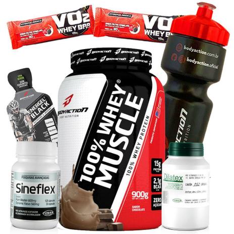 Kit Suplementos Pra Secar Gordura - Whey Protein Concentrado + Termogenico Sineflex + Vasodilatador - Body action Menor preço em Kit Suplementos Pra Secar Gordura - Whey Protein Concentrado + Termogenico Sineflex + Vasodilatador - Body action