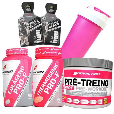 Kit Suplementos Pra Secar - Linha Pro-F - Colágeno + Termogenico + Pre Treino - Body Action + Coq Menor preço em Kit Suplementos Pra Secar - Linha Pro-F - Colágeno + Termogenico + Pre Treino - Body Action + Coq