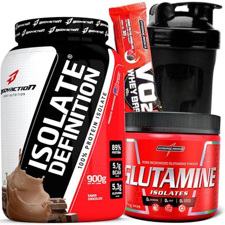 Kit Suplementos - Whey Wey Way Protein Isolado Isolate Definition 900g Sem Lactose + Glutamina 300g - Body action Menor preço em Kit Suplementos - Whey Wey Way Protein Isolado Isolate Definition 900g Sem Lactose + Glutamina 300g - Body action