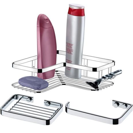 Kit Suporte Cantoneira Para Shampoo Saboneteira Papeleira - Cromado - Future Menor preço em Kit Suporte Cantoneira Para Shampoo Saboneteira Papeleira - Cromado - Future