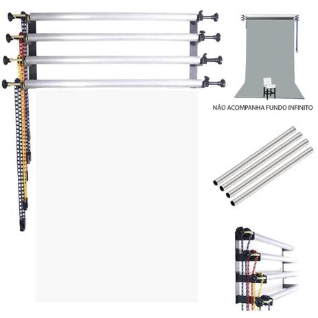Kit Suporte de Fundo com Expan para Parede para 4 Rolos - Easy Menor preço em Kit Suporte de Fundo com Expan para Parede para 4 Rolos - Easy