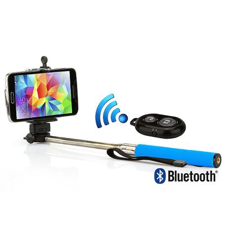 Kit Suporte para Selfie, Monopod + Controle Shutter Bluetooth, Azul - Outras Menor preço em Kit Suporte para Selfie, Monopod + Controle Shutter Bluetooth, Azul - Outras