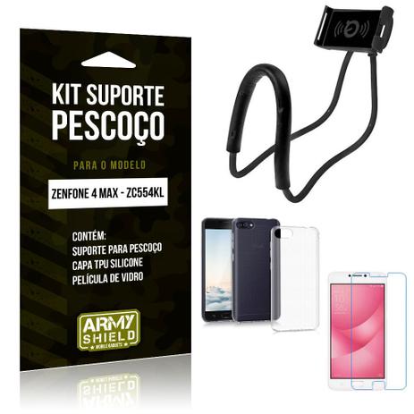 Kit Suporte Pescoço Asus Zenfone 4 Max Suporte + Capa + Película de Vidro - Armyshield Menor preço em Kit Suporte Pescoço Asus Zenfone 4 Max Suporte + Capa + Película de Vidro - Armyshield