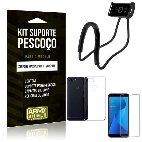 Kit Suporte Pescoço Asus Zenfone Max Plus M1 Suporte + Capa + Película de Vidro - Armyshield Menor preço em Kit Suporte Pescoço Asus Zenfone Max Plus M1 Suporte + Capa + Película de Vidro - Armyshield