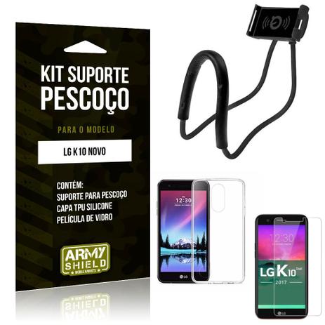 Kit Suporte Pescoço LG K10 Novo Suporte + Capa + Película de Vidro - Armyshield Menor preço em Kit Suporte Pescoço LG K10 Novo Suporte + Capa + Película de Vidro - Armyshield