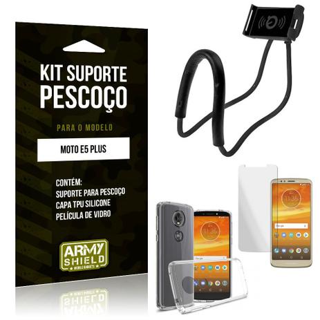 Kit Suporte Pescoço Motorola Moto E5 Plus Suporte + Capa + Película de Vidro - Armyshield Menor preço em Kit Suporte Pescoço Motorola Moto E5 Plus Suporte + Capa + Película de Vidro - Armyshield