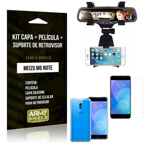 Kit Suporte Retrovisor Meizu M6 Note Suporte + Capa + Película de Vidro - Armyshield Menor preço em Kit Suporte Retrovisor Meizu M6 Note Suporte + Capa + Película de Vidro - Armyshield