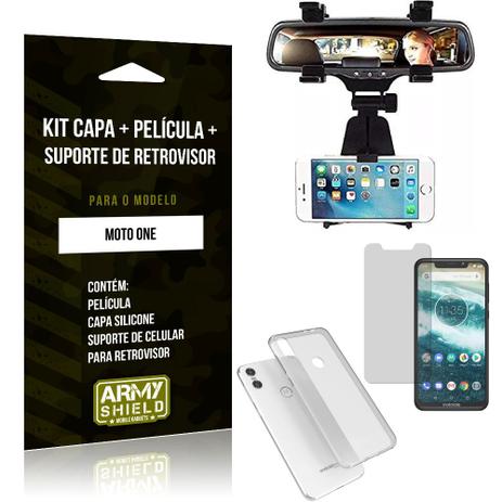 Kit Suporte Retrovisor Motorola Moto One Suporte + Capa + Película de Vidro - Armyshield Menor preço em Kit Suporte Retrovisor Motorola Moto One Suporte + Capa + Película de Vidro - Armyshield