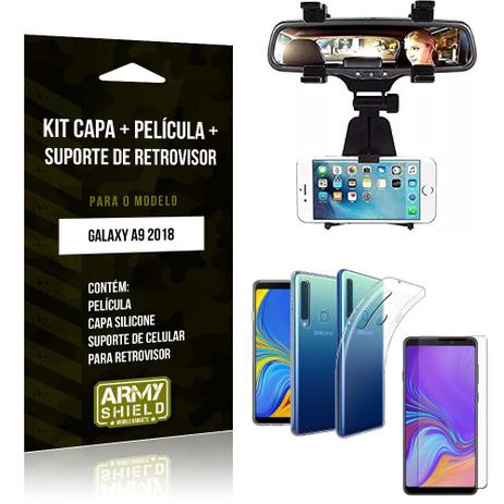 Kit Suporte Retrovisor Samsung Galaxy A9 2018 Suporte + Capa + Película de Vidro - Armyshield Menor preço em Kit Suporte Retrovisor Samsung Galaxy A9 2018 Suporte + Capa + Película de Vidro - Armyshield