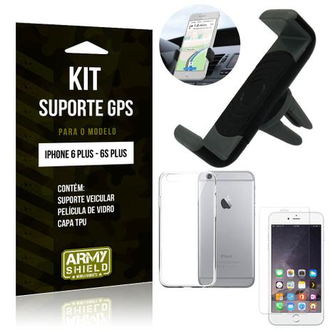 Kit Suporte Veicular Apple iPhone 6 Plus/6S Plus Suporte + Capa + Película de Vidro - Armyshield Menor preço em Kit Suporte Veicular Apple iPhone 6 Plus/6S Plus Suporte + Capa + Película de Vidro - Armyshield