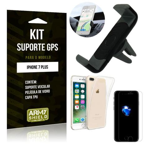Kit Suporte Veicular Apple iPhone 7 Plus Suporte + Capa + Película de Vidro - Armyshield Menor preço em Kit Suporte Veicular Apple iPhone 7 Plus Suporte + Capa + Película de Vidro - Armyshield