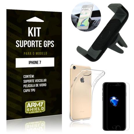 Kit Suporte Veicular Apple iPhone 7 Suporte + Capa + Película de Vidro - Armyshield Menor preço em Kit Suporte Veicular Apple iPhone 7 Suporte + Capa + Película de Vidro - Armyshield