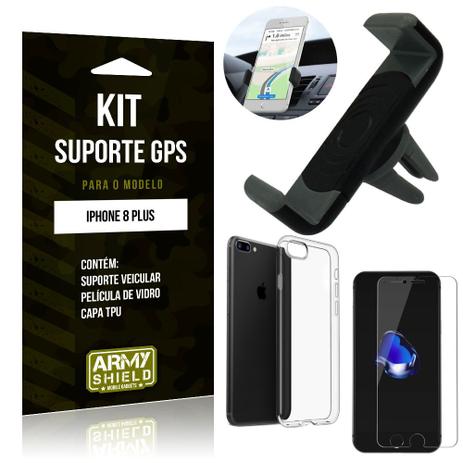 Kit Suporte Veicular Apple iPhone 8 Plus Suporte + Capa + Película de Vidro - Armyshield Menor preço em Kit Suporte Veicular Apple iPhone 8 Plus Suporte + Capa + Película de Vidro - Armyshield