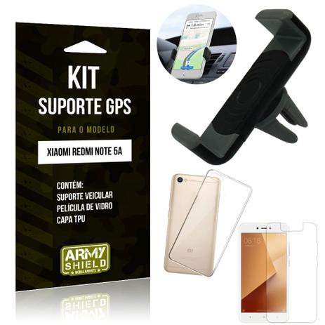 Kit Suporte Veicular Xiaomi Redmi Note 5A Suporte + Capa + Película de Vidro - Armyshield Menor preço em Kit Suporte Veicular Xiaomi Redmi Note 5A Suporte + Capa + Película de Vidro - Armyshield
