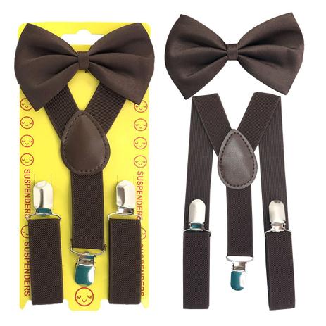 Kit Suspensório e Gravata Borboleta Infantil Marrom - Joli Monde Menor preço em Kit Suspensório e Gravata Borboleta Infantil Marrom - Joli Monde