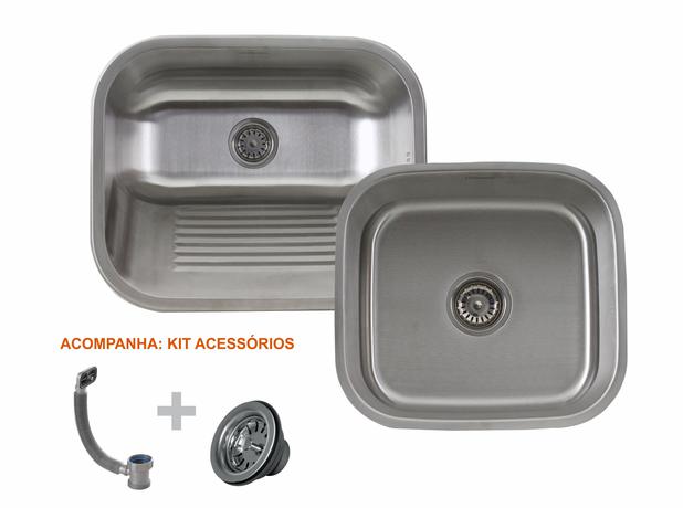 Kit Tanque Inox Guimmis + Cuba De Embutir Escovado Menor preço em Kit Tanque Inox Guimmis + Cuba De Embutir Escovado