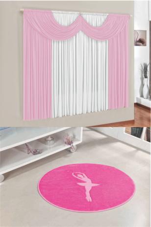 Kit Tapete Bailarina Pink Com Cortina 2 Metros Infantil Quarto Menina Fofo - Guga tapetes Menor preço em Kit Tapete Bailarina Pink Com Cortina 2 Metros Infantil Quarto Menina Fofo - Guga tapetes