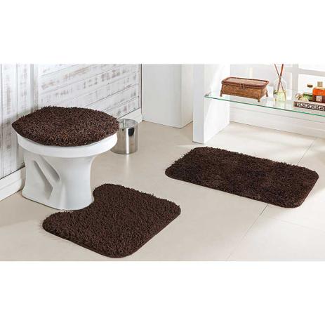Kit Tapete Banheiro Shaggy Lyon 3 Peças Marrom Castor - Tapetes oasis Menor preço em Kit Tapete Banheiro Shaggy Lyon 3 Peças Marrom Castor - Tapetes oasis