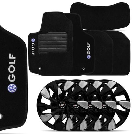 Kit Tapete Carpete Golf 1999 a 2013 Preto + Jogo de Calotas Aro 15 Preta e Prata - Prime Menor preço em Kit Tapete Carpete Golf 1999 a 2013 Preto + Jogo de Calotas Aro 15 Preta e Prata - Prime