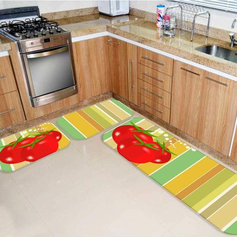 Kit Tapete de Cozinha Tomate - Love decor Menor preço em Kit Tapete de Cozinha Tomate - Love decor