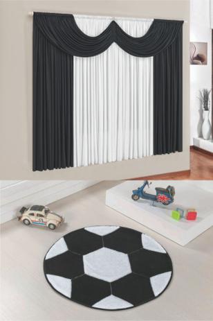Kit Tapete Infantil Bola Futebol Preto Com Cortina 2 Metros Quarto Menino Fofo - Guga tapetes Menor preço em Kit Tapete Infantil Bola Futebol Preto Com Cortina 2 Metros Quarto Menino Fofo - Guga tapetes