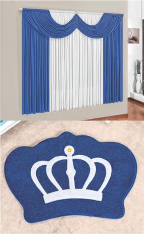 Kit Tapete Infantil Coroa Real Azul Royal Com Cortina 2 Metros Quarto Menino - Guga tapetes Menor preço em Kit Tapete Infantil Coroa Real Azul Royal Com Cortina 2 Metros Quarto Menino - Guga tapetes