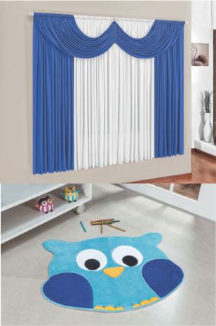 Kit Tapete Infantil Coruja Azul Com Cortina 2 Metros Quarto Menino Fofo - Guga tapetes Menor preço em Kit Tapete Infantil Coruja Azul Com Cortina 2 Metros Quarto Menino Fofo - Guga tapetes