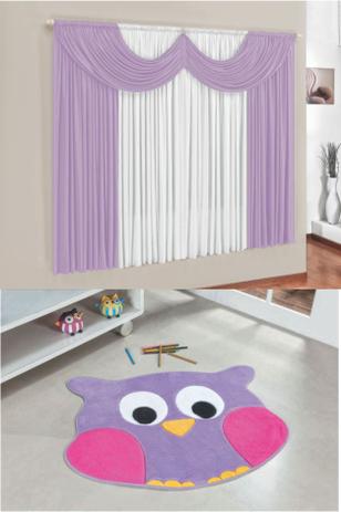 Kit Tapete Infantil Coruja Lilás Com Cortina 2 Metros Quarto Menina Fofo - Guga tapetes Menor preço em Kit Tapete Infantil Coruja Lilás Com Cortina 2 Metros Quarto Menina Fofo - Guga tapetes