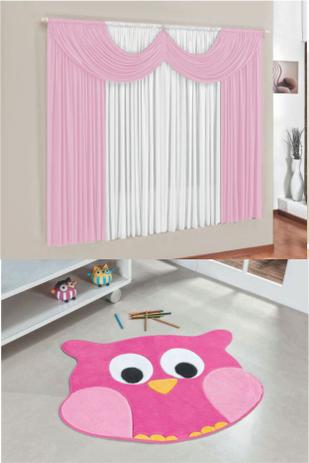 Kit Tapete Infantil Coruja Rosa Com Cortina 2 Metros Quarto Menina Fofo - Guga tapetes Menor preço em Kit Tapete Infantil Coruja Rosa Com Cortina 2 Metros Quarto Menina Fofo - Guga tapetes