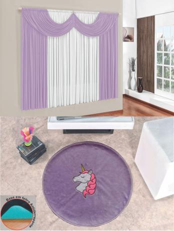 Kit Tapete Infantil Unicornio Lilás Com Cortina 2 Metros Quarto Menina Fofo - Guga tapetes Menor preço em Kit Tapete Infantil Unicornio Lilás Com Cortina 2 Metros Quarto Menina Fofo - Guga tapetes
