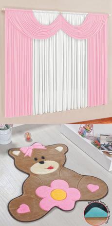 Kit Tapete Infantil Ursa Baby Rosa Com Cortina 2 Metros Quarto Menina Fofo - Guga Tapetes Menor preço em Kit Tapete Infantil Ursa Baby Rosa Com Cortina 2 Metros Quarto Menina Fofo - Guga Tapetes