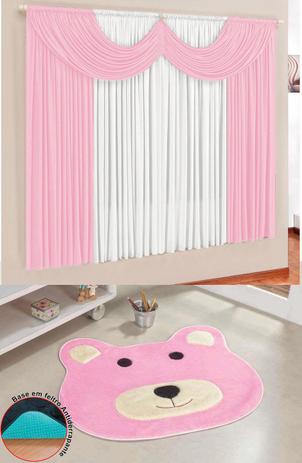 Kit Tapete Infantil Ursa Rosa Com Cortina 2 Metros Quarto Menina Fofo - Guga Tapetes Menor preço em Kit Tapete Infantil Ursa Rosa Com Cortina 2 Metros Quarto Menina Fofo - Guga Tapetes