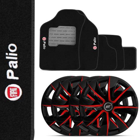 Kit Tapete Palio G1 G2 G3 G4 96 a 13 Preto + Calota Esportiva Aro 13 Preto e Vermelho - Prime é boa?